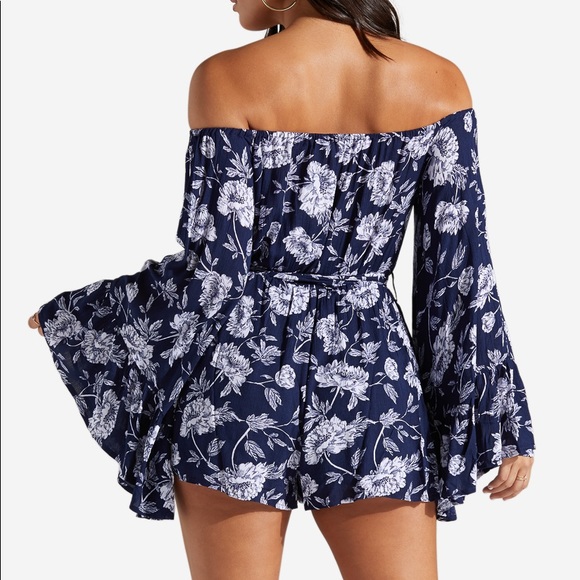 •Romper in Bloom• Off the Shoulder Floral Romper - Picture 6 of 7